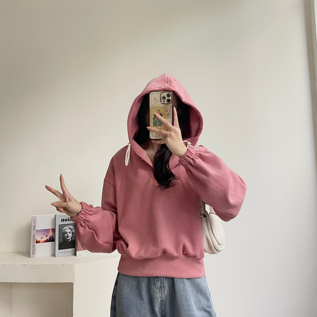 Áo hoodie croptop bo tay dáng Hàn Quốc La3158