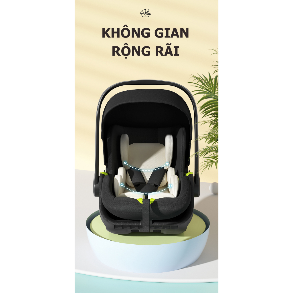 Nôi xách tay kiêm ghế ô tô SteAnny NGẢ LƯNG 2 tư thế ngồi và nằm 95 độ đến 165 độ cho bé ngủ