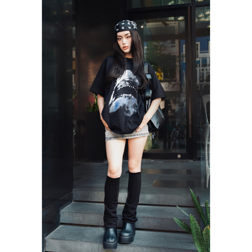 Áo thun  AERIAN SHARK / ĐEN - KEM