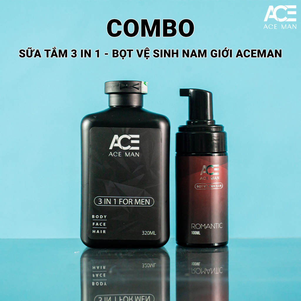 Set quà cho nam Combo On Top ACEMAN - Sữa tắm 3in1 nước hoa nam 320ml & Dung dịch vệ sinh nam 100ml