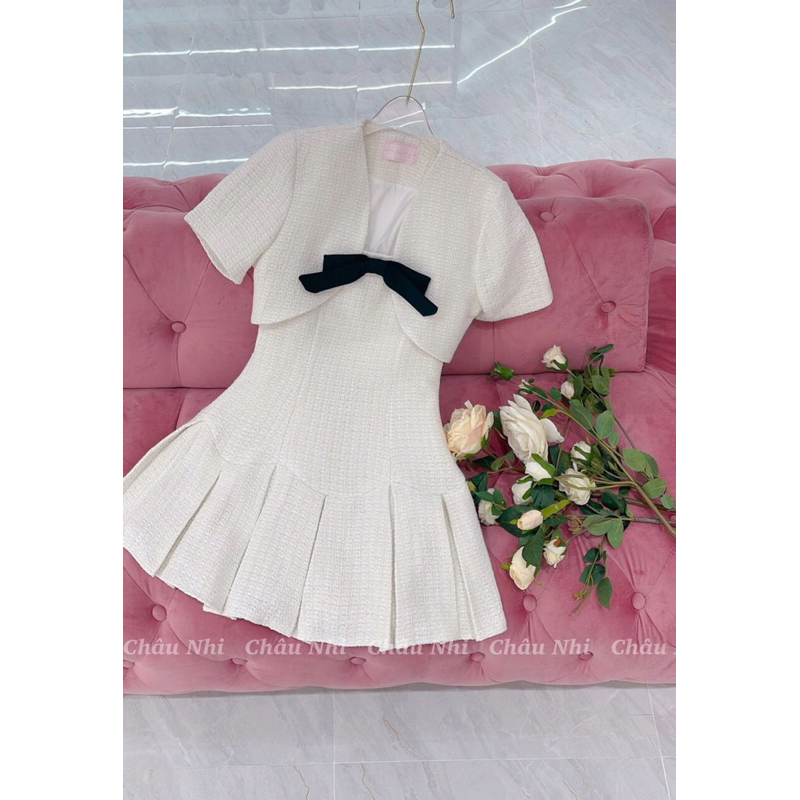 Set váy nơ nhung