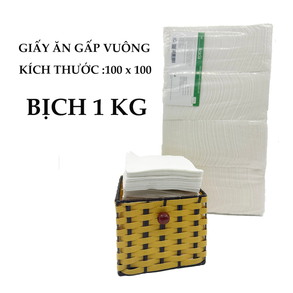 Giấy ăn Acacia gấp vuông 100x100 - bịch 1 kg