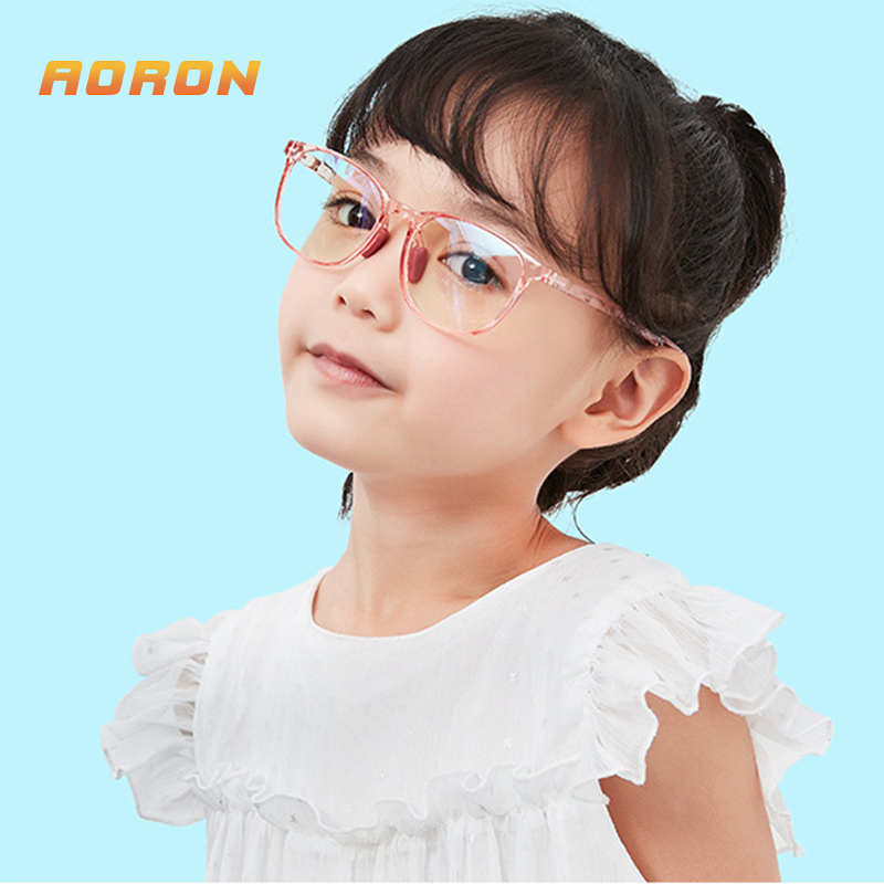 Kính 0 Độ Chống Ánh Sáng Xanh Và Tia UV Tròng Oval Dễ Thương Cho Trẻ Gọng Siêu Dẻo Chống Gãy Có Thể Thay Cận AK104