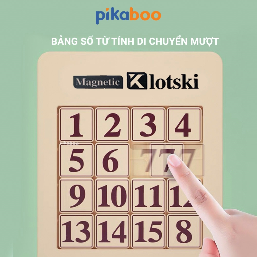 Bảng trượt số thông minh gắn nam châm Klotski cao cấp Pikaboo vừa chơi vừa học phát triển tư duy chất liệu nhựa an toàn