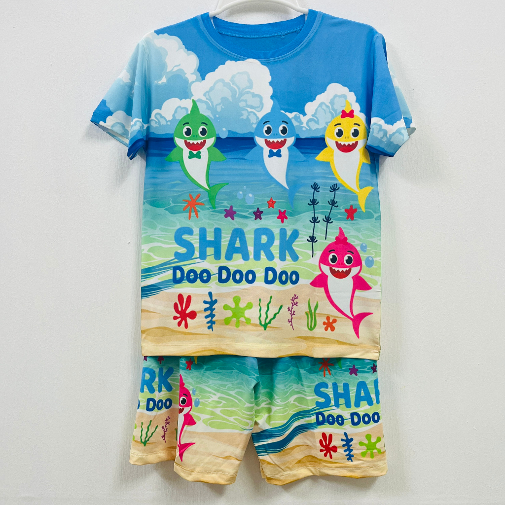 Bộ thun lạnh Baby Shark cho bé trai và bé gái, hình in BabyShark bộ thun ngắn, size bé