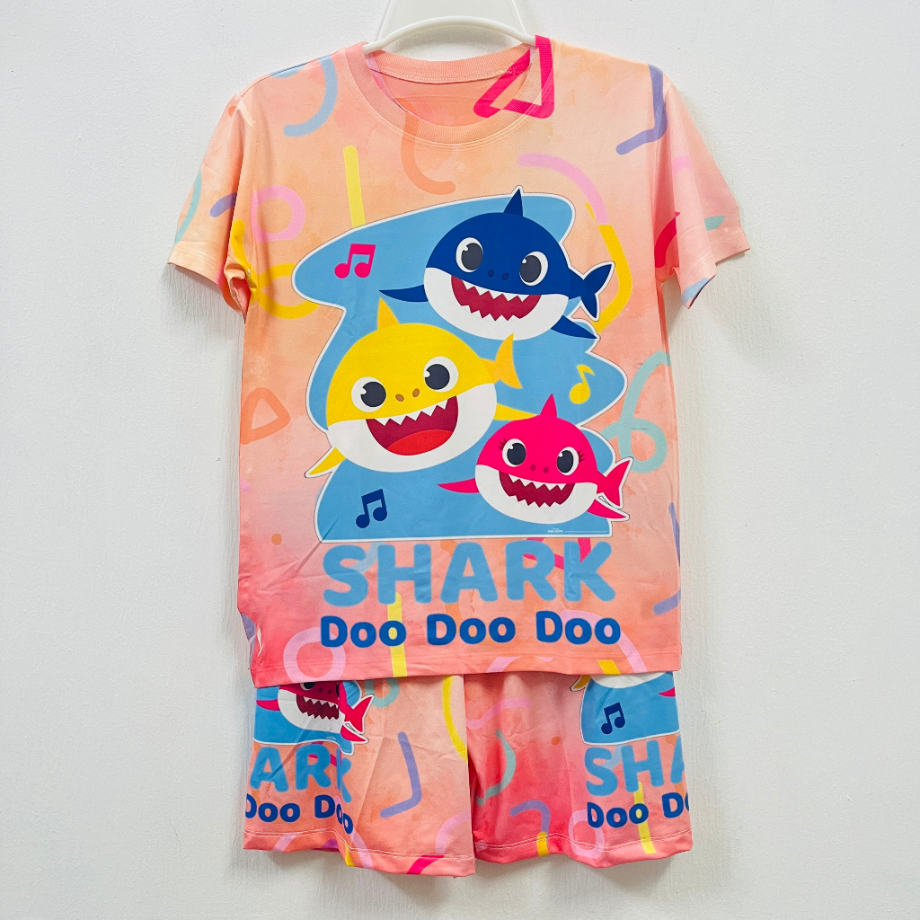 Bộ thun lạnh Baby Shark cho bé trai và bé gái, hình in BabyShark bộ thun ngắn, size bé