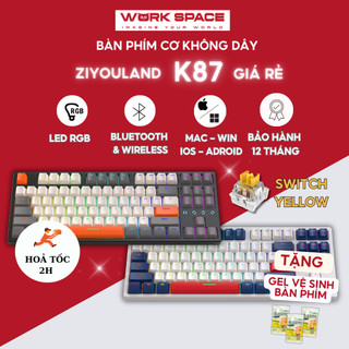 Bàn phím cơ K87 Mechanical ZiyouLand hotswap, thay đổi keycap, kết nối không dây , led Rgb , layout 87 phím,  red switch