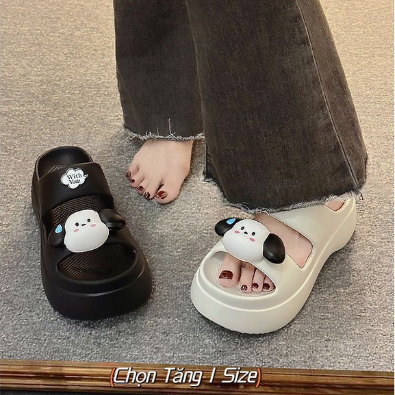 𝐢𝐃É𝐏 𝐃𝐋𝟑𝟕𝟗 Dép bánh mì nữ quai ngang đế dày cao 6cm hình CÚN NICE tai dài dễ thương siêu nhẹ