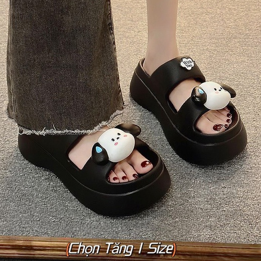 𝐢𝐃É𝐏 𝐃𝐋𝟑𝟕𝟗 Dép bánh mì nữ quai ngang đế dày cao 6cm hình CÚN NICE tai dài dễ thương siêu nhẹ