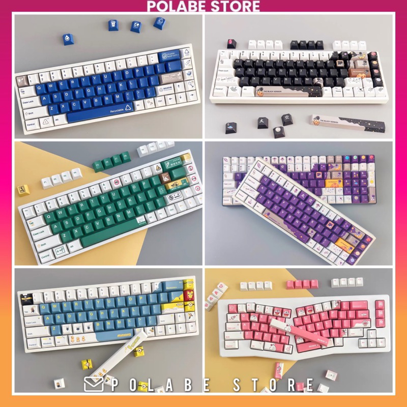 Nút Keycap Astronaut V2 cherry profile PBT duesub bàn phím cơ Green Travel Recycle Minion keycap Pink Doraemon Polabe