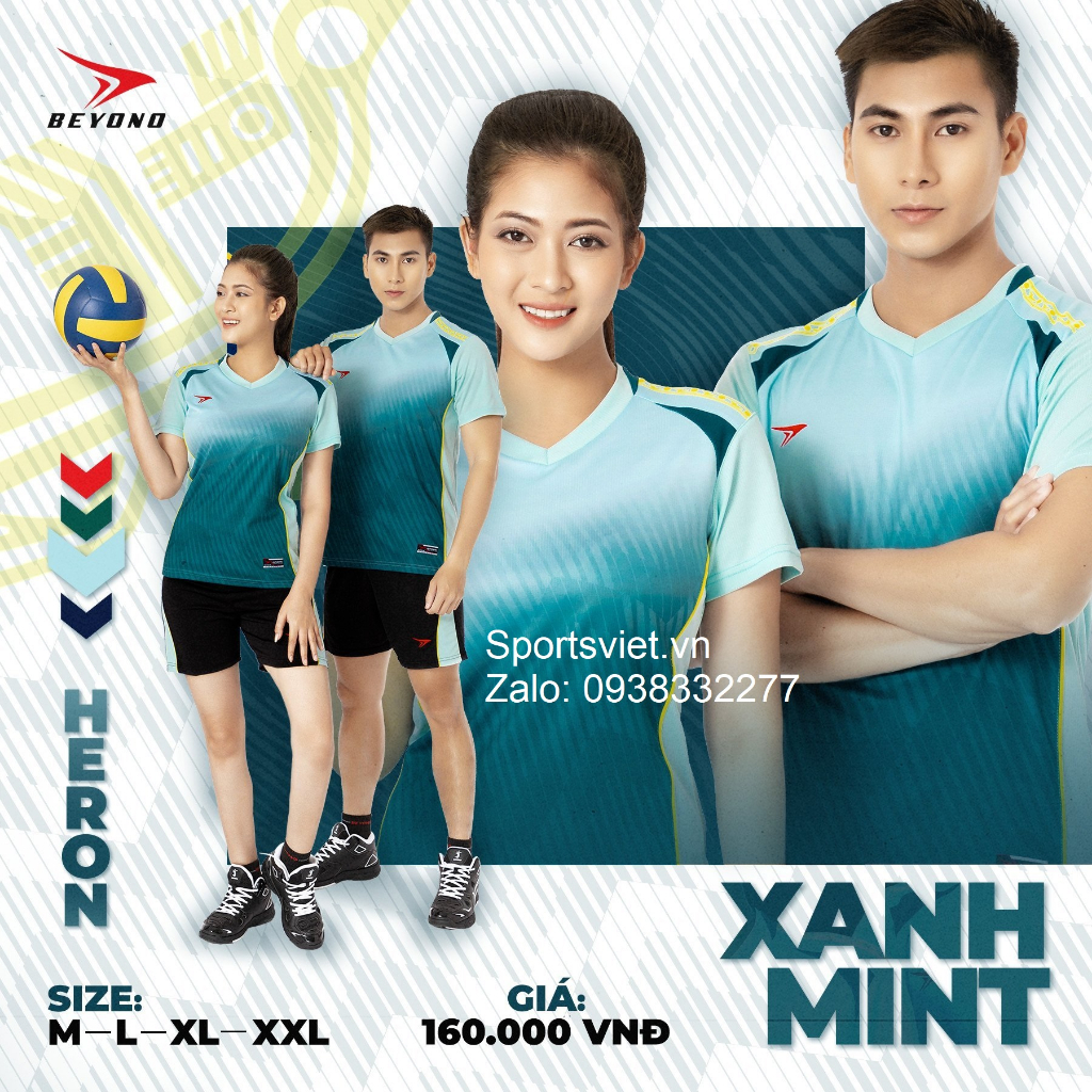 Quần áo bóng chuyền nam Beyono - Bộ đồ thể thao chơi bóng chuyền, cầu lông nữ Beyono màu xanh - Minhha_sport