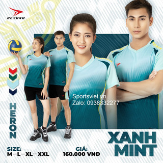 Quần áo bóng chuyền nam Beyono - Bộ đồ thể thao chơi bóng chuyền, cầu lông nữ Beyono màu xanh - Minhha_sport