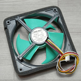 Quạt tủ lạnh mitsubishi/sharp 12v dc , 4 dây, 12.5cm x 12.5cm cánh xanh