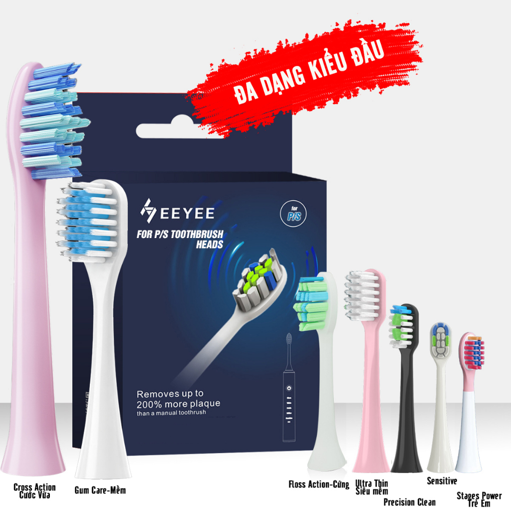 Cho máy P/S S100 Pro Set bộ 2 đầu bàn chải thay thế máy đánh răng điện PS Minh House