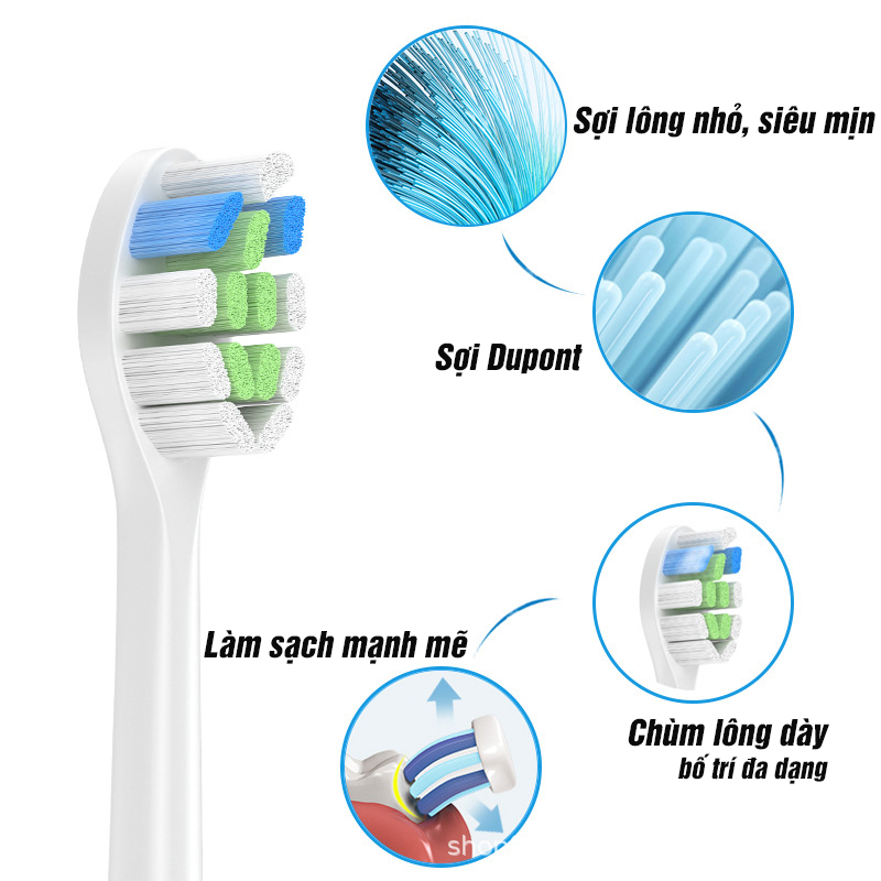 Cho máy P/S S100 Pro Set bộ 2 đầu bàn chải thay thế máy đánh răng điện PS Minh House