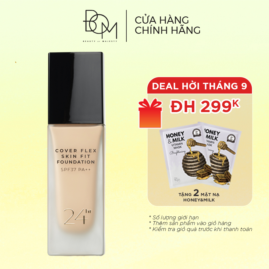 Kem Nền Lâu Trôi Che Khuyết Điểm BOM Cover Flex Skin Fit Foundation 30ml