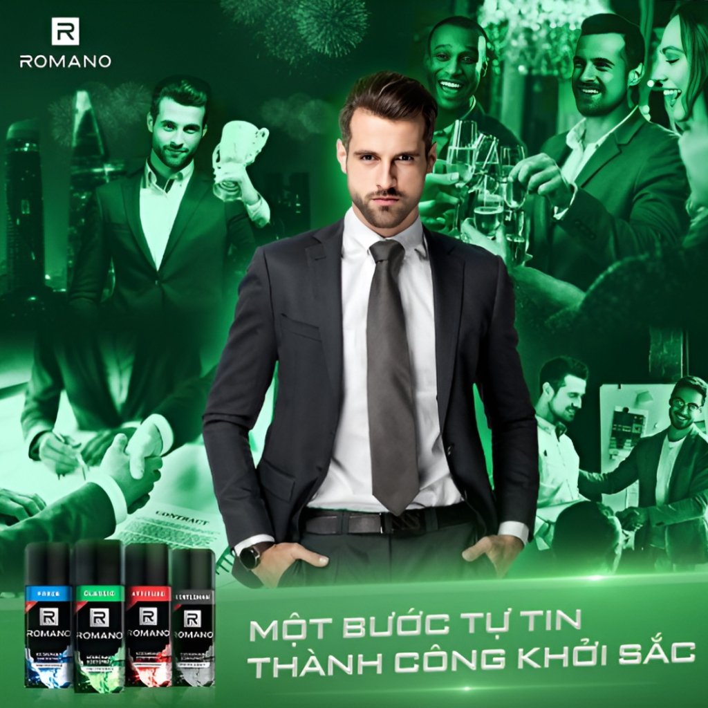 Xịt Khử Mùi Nam, Lăn Nách Khử Mùi Romano, Xịt Thơm Body Toàn Thân Ngăn Mồ Hôi Mùi Cơ Thể Kháng Khuẩn Khô Thoáng Cả Ngày