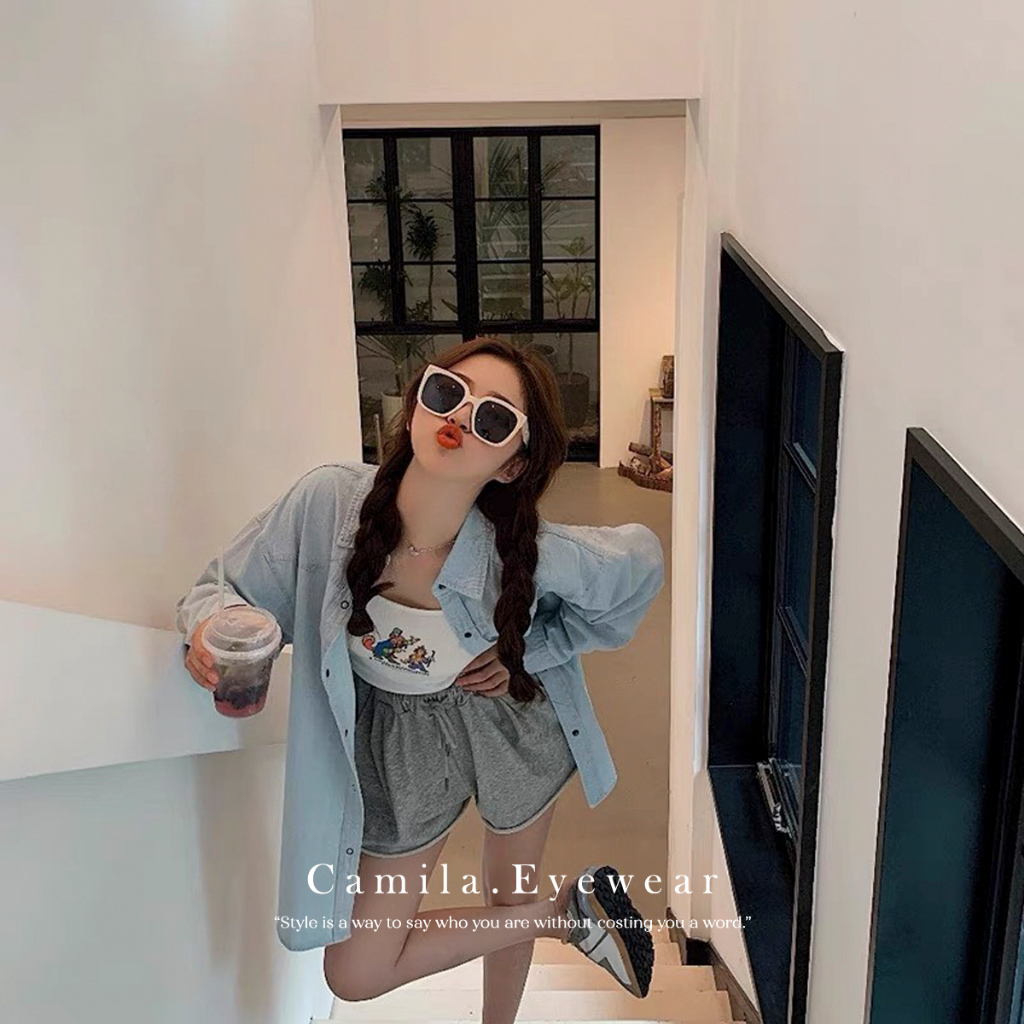 Kính mát nam nữ CAMILA mắt vuông unisex thời trang Hàn Quốc C086