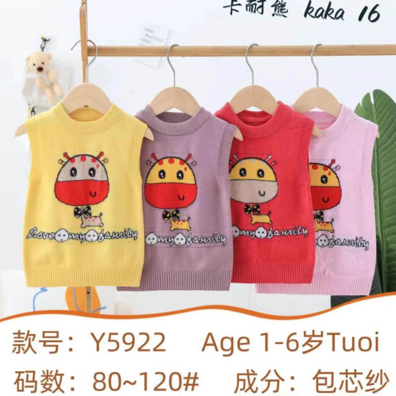 Áo gile len Quảng Châu mềm mịn đáng yêu cho bé gái 6_18kg