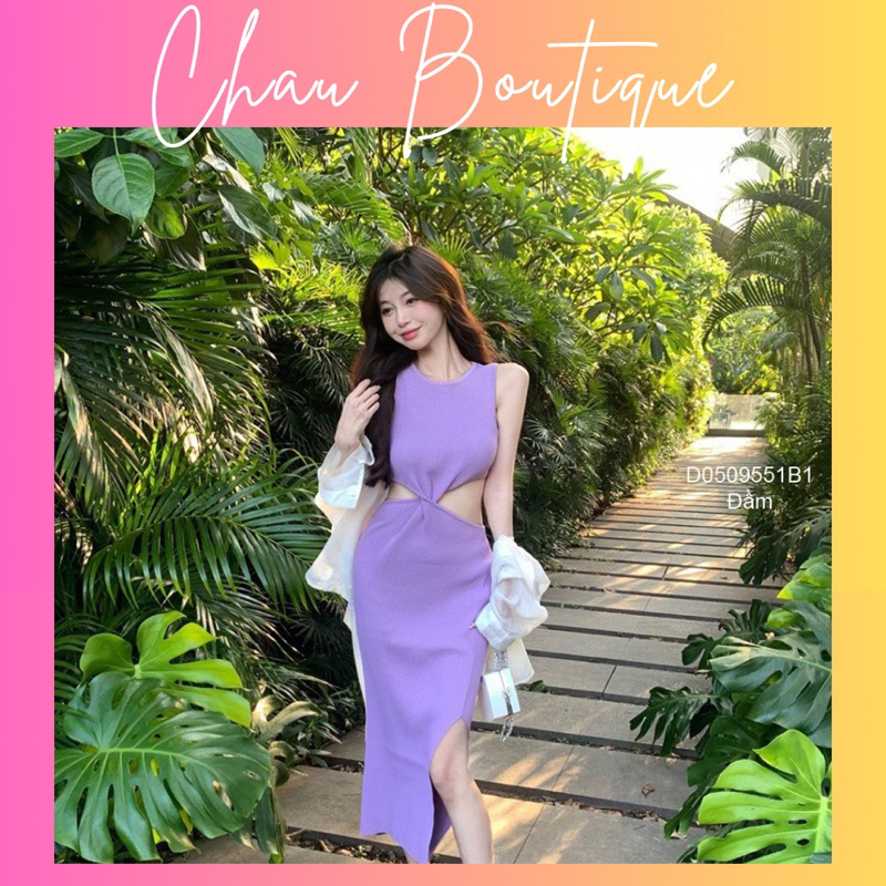 Đầm body dệt kim sát nách xoắn eo sexy! 0509