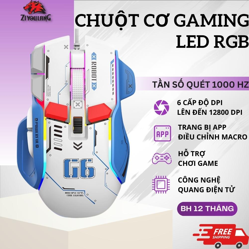 Chuột Cơ Gaming Máy Tính Có Dây ZiyouLang G6 Esport LED RGB 13 Chế Độ Chơi Game Cho Máy Tính Laptop