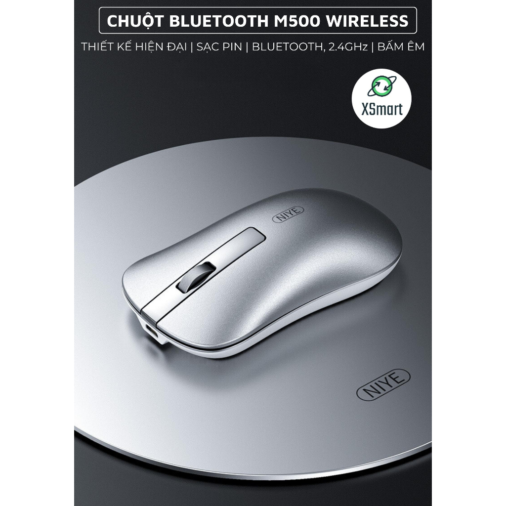 Chuột Bluetooth Không Dây Pin Sạc M500 Wireless 2 Chế Độ, Thiết Kế Mỏng Nhẹ