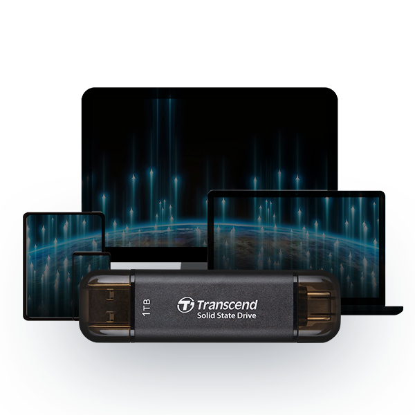 Ổ cứng di động SSD Transcend ESD310 256G/512G/1TB/2TB 1050MB/s type C tương thích Iphone 15 series