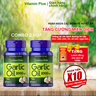 Bộ 2 Viên uống Dầu tỏi tăng cường hệ miễn dịch, giảm cholesterol Garlic Oil 1000mg 100 viên