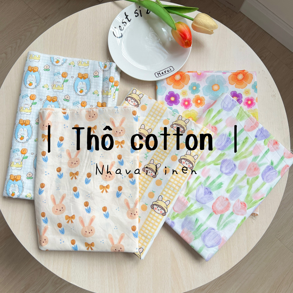 Vải Cotton Nhiều Hoạ Tiết Chất Liệu Cao Cấp Mềm Mại Thoáng Mát An Toàn Cho Da Nhạy - Nhà Vải Linen