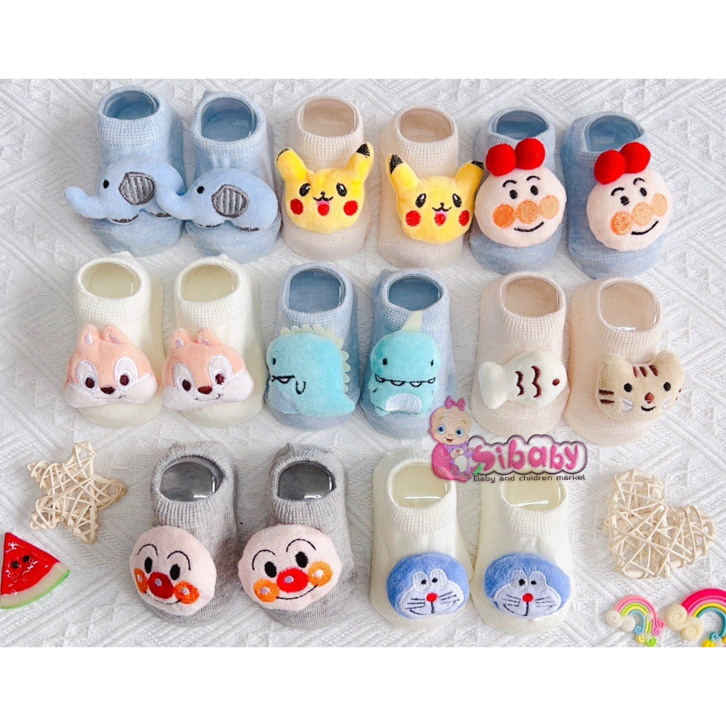 Tất Vớ Sơ Sinh, Tất Bông Xù Cho Bé Hình Thú Nổi 3D Chống Trượt Mamamy