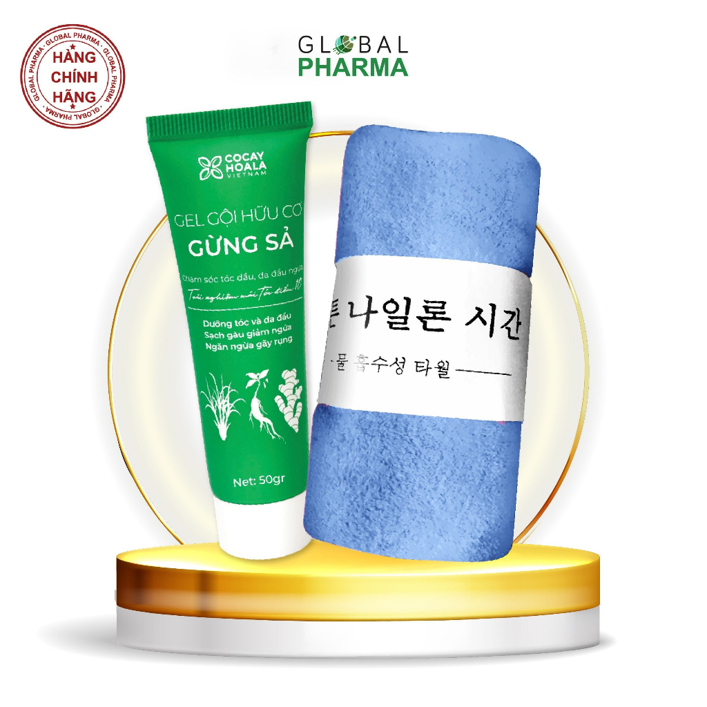 Bộ dầu gội Gừng sả + Khăn tắm lông cừu loại 1 cỡ lớn 70x140cm (Màu ngẫu nhiên)