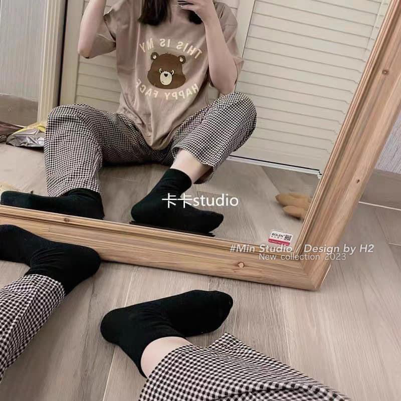 SET ÁO NÂU HÌNH GẤU QUẦN SUÔNG KẺ THÔ