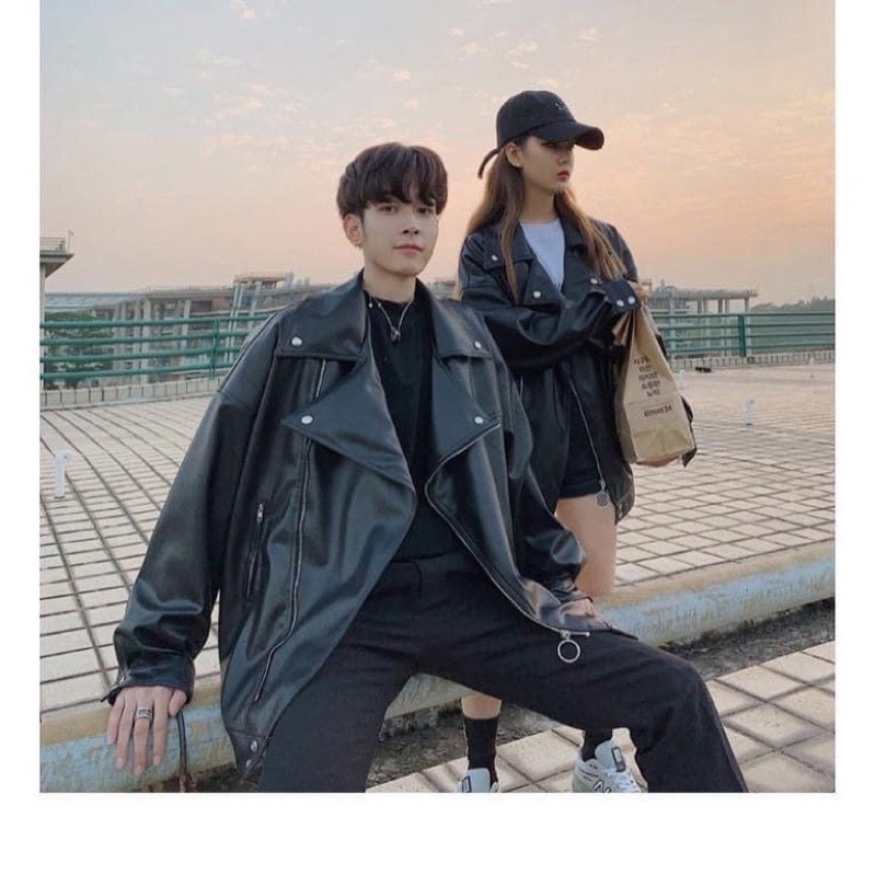 Áo khoác da dáng dài unisex chất liệu da PU cao cấp phong cách cá tính