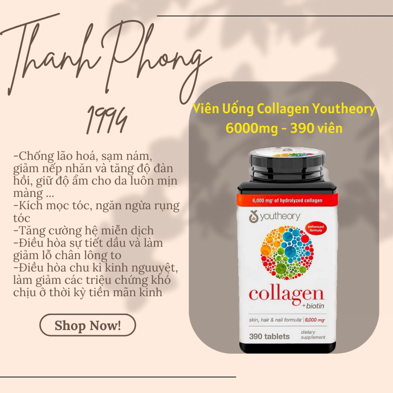DATE 03.2026 Viên uống Collagen Youteory 390 viên