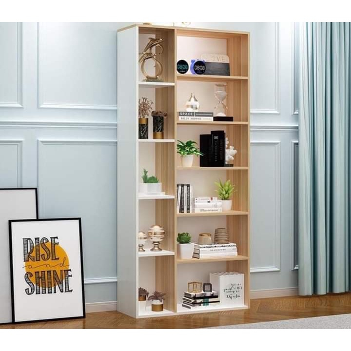 Kệ Sách Để Sàn Decor Phối Màu 6 Tầng Gỗ MDF Phong Cách Bắc Âu - Thương Hiệu GOSASHI