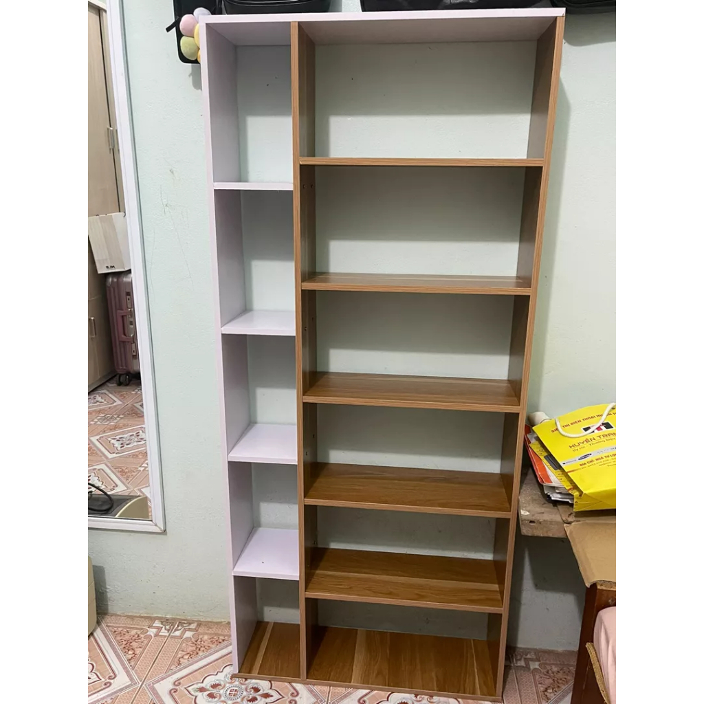 Kệ Sách Để Sàn Decor Phối Màu 6 Tầng Gỗ MDF Phong Cách Bắc Âu - Thương Hiệu GOSASHI