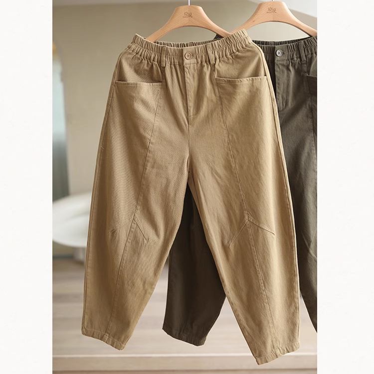 Quần baggy lưng thun KAMAKA khuy cài ống côn hai túi chéo - NU9174