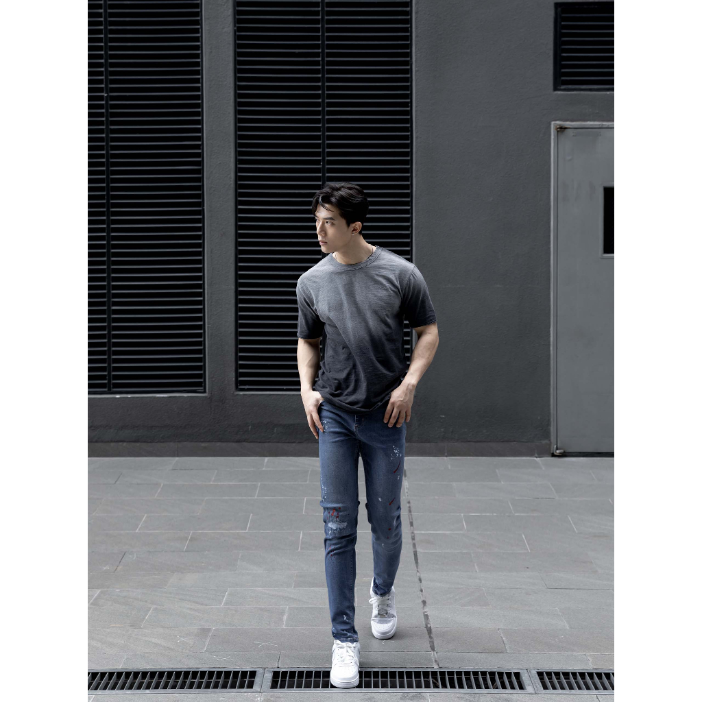 Quần Jean Nam Skinny Paint Splash Cut, Chất Vải Jean Co Giãn Thoải Mái, QJ0043, SOMEHOW