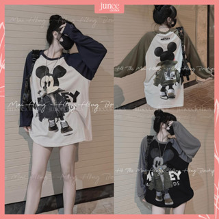  Áo Thun Cotton Nữ Dài Tay Mickey Áo Phông Dài Tay In 2 Mặt Dáng Thụng Form 40-70kg 