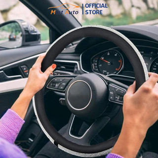 Bọc vô lăng ô tô đính đá lấp lánh bằng da cao cấp thể hiện cá tính và chất riêng của bạn màu đen đính đá size M-38cm