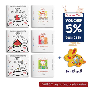 Combo Đèn lồng gỗ Trung Thu và 6 cuốn sách Ehon cùng bé yêu lớn khôn - Maru lớn rồi và Cảm xúc diệu kì