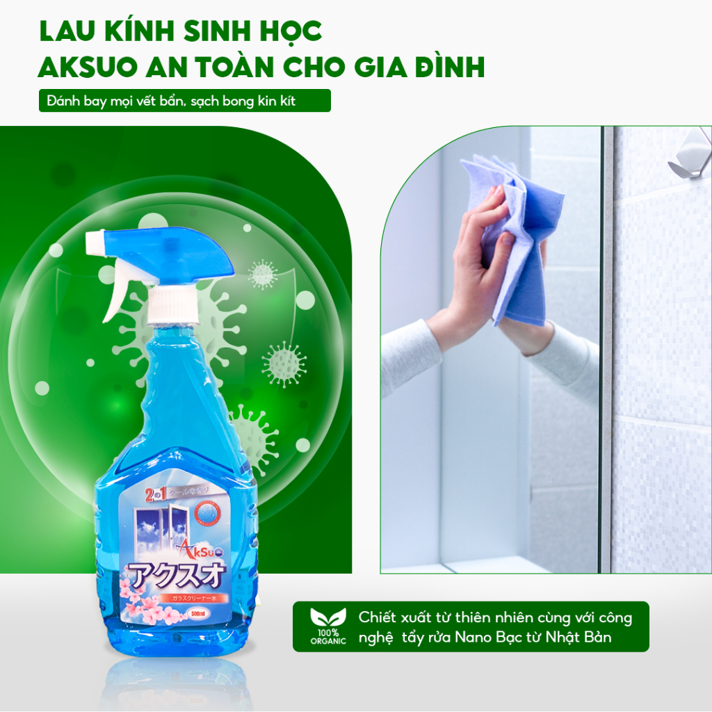 Nước Lau Kính Aksuo Shark Dành Cho Gương Kính Sáng Bóng Hương Thơm Tươi Mát Đánh Bay Mọi Vết Bẩn An Toàn Cho Da