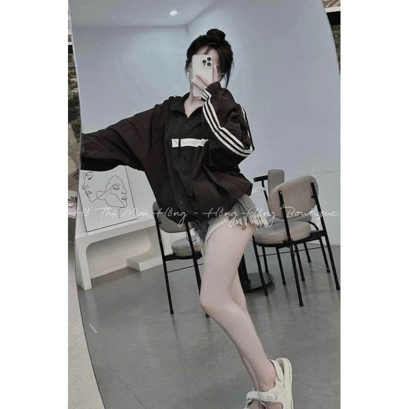 ÁO KHOÁC GIÓ BA SỌC TAY CHUN GẤU 2 MÀU