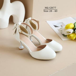 Giày cao gót màu trắng thời trang cho bé gái cho mẹ 7 phân sành điệu mang đi tiệc đi chơi biểu diễn văn nghệ GH77 AZBABY