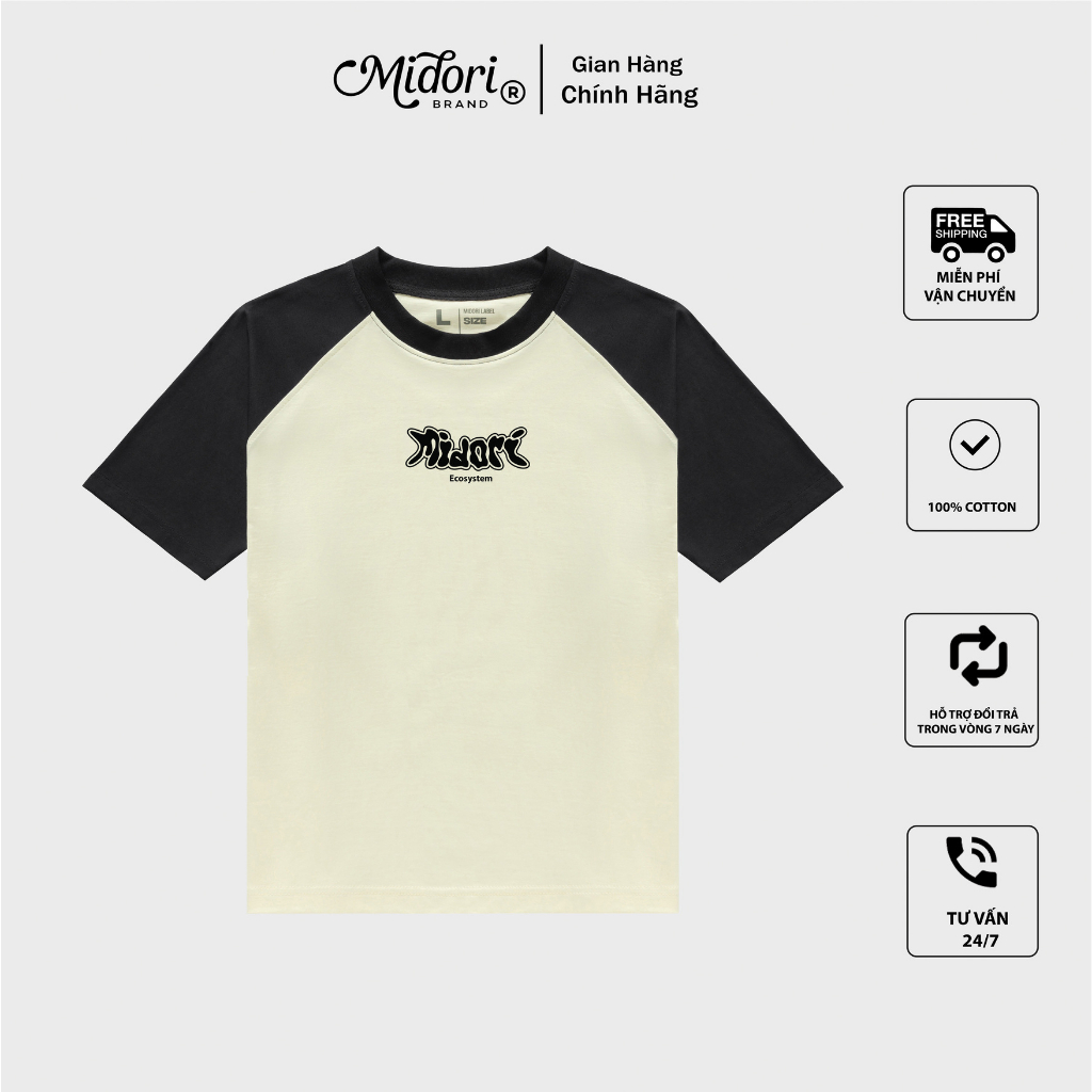 Áo thun Baby Tee Raglan ECOSYSTEM, unisex phông Nam Nữ Local Brand Chính Hãng Mi Midori