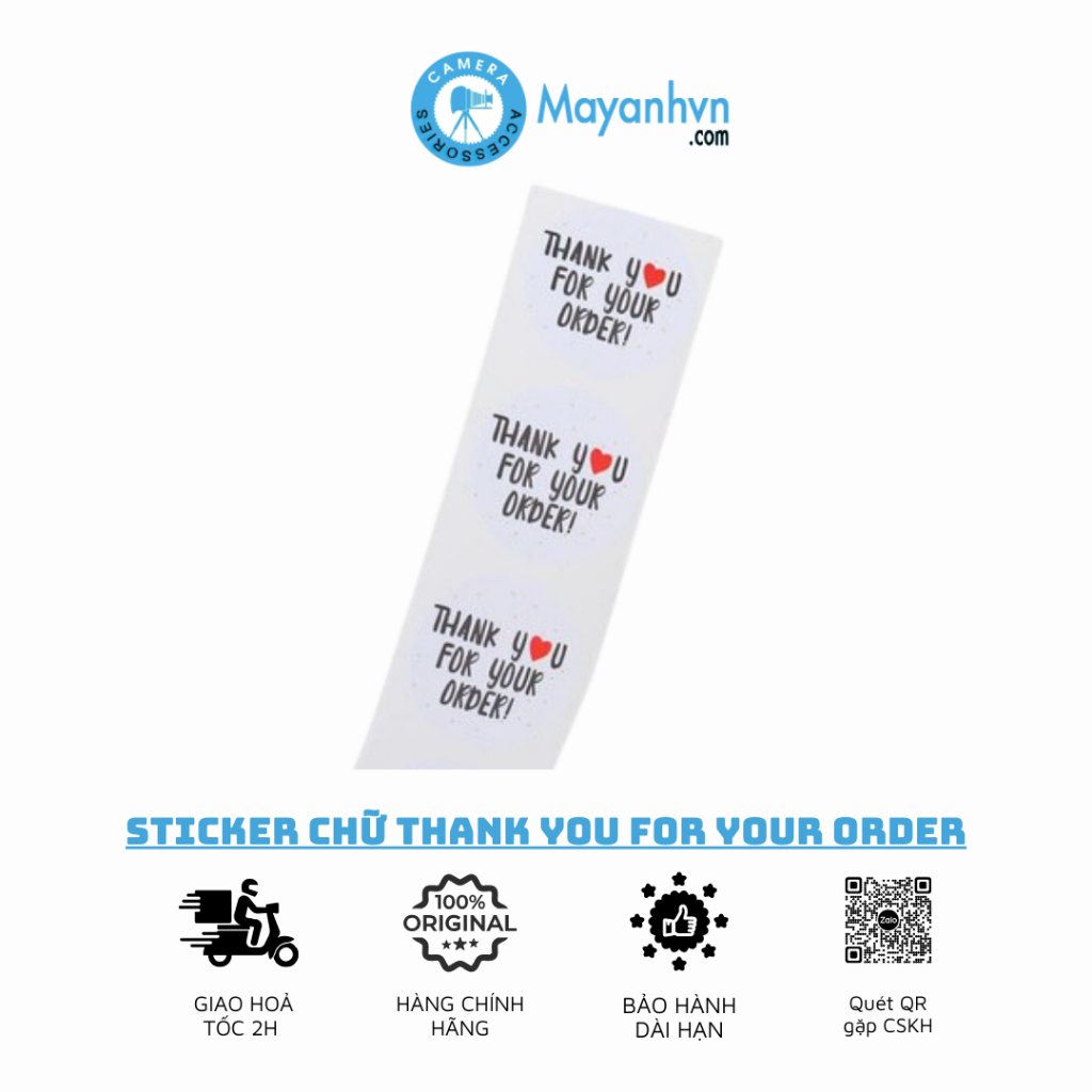 Cuộn 500 Sticker Chữ Thank You For Your Order