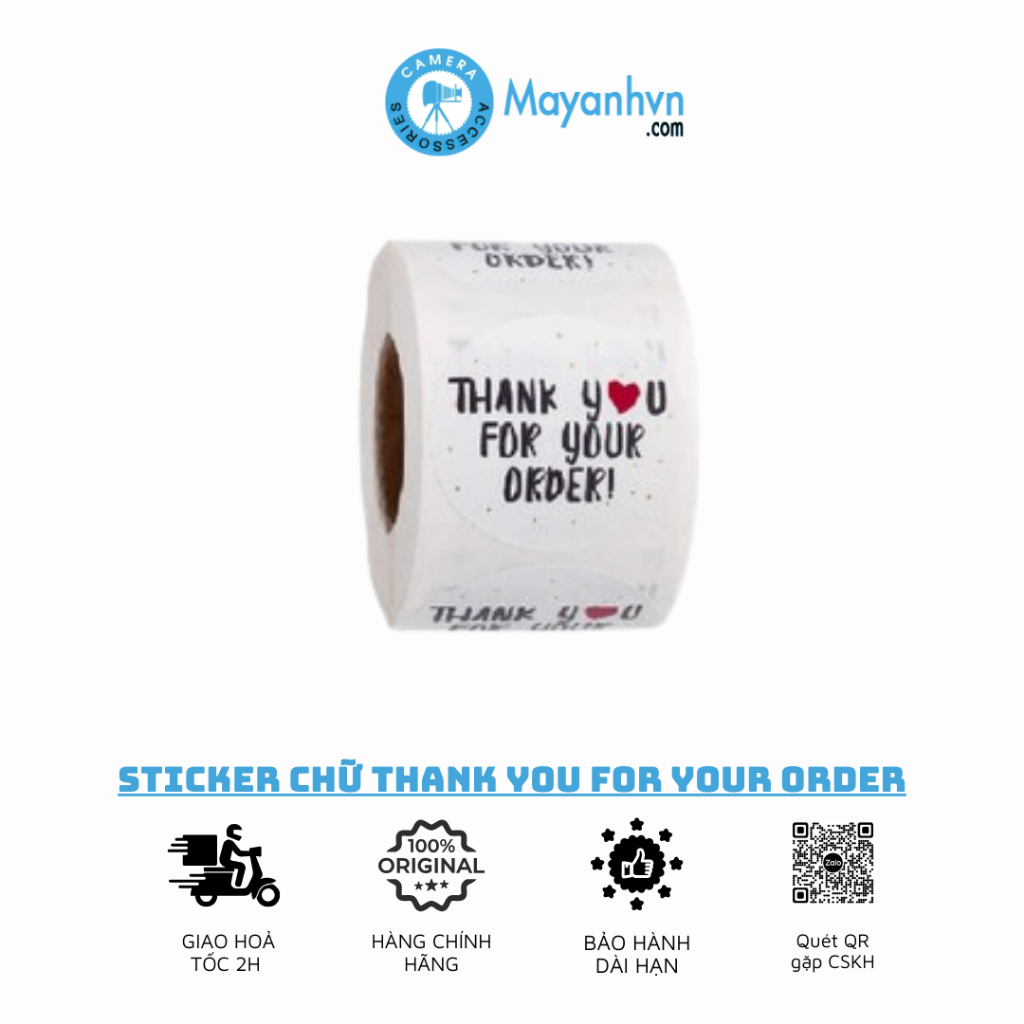 Cuộn 500 Sticker Chữ Thank You For Your Order