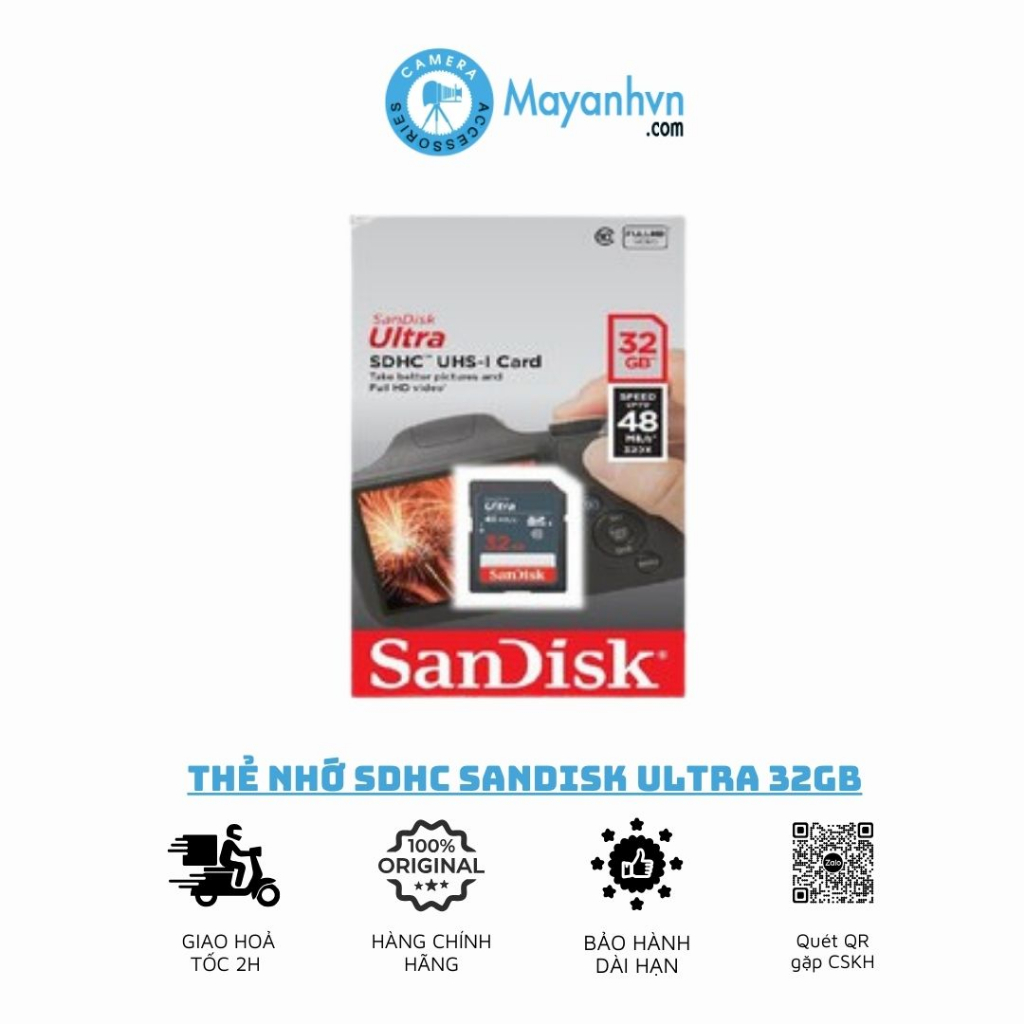 Thẻ Nhớ Sdhc Sandisk Ultra 32gb  - Hàng Chính Hãng