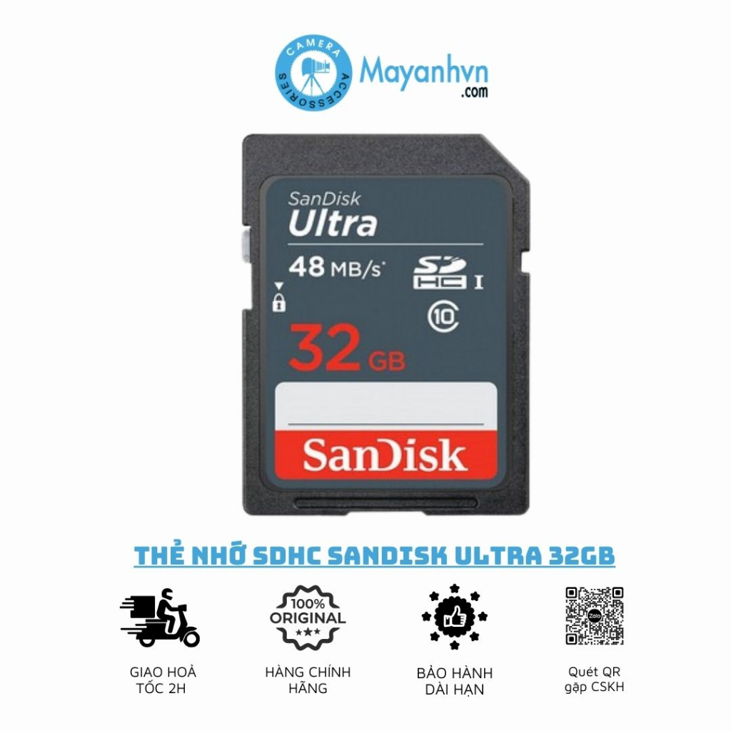 Thẻ Nhớ Sdhc Sandisk Ultra 32gb  - Hàng Chính Hãng