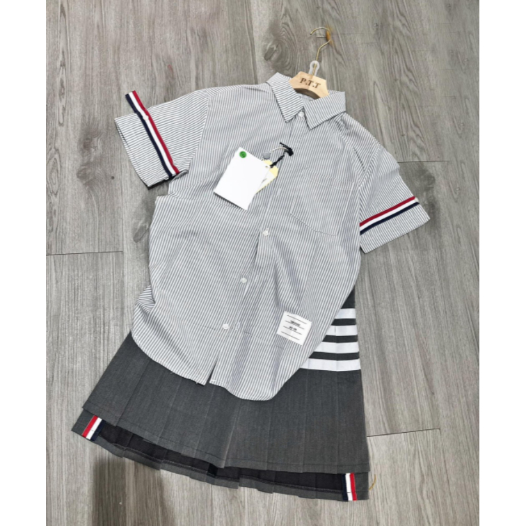 Áo sơ mi nam nữ thoom kẻ xám chất đẹp hàng xịn mẫu hot form rộng đẹp HARIQUEEN - Áo phông nam nữ Unisex chất cotton